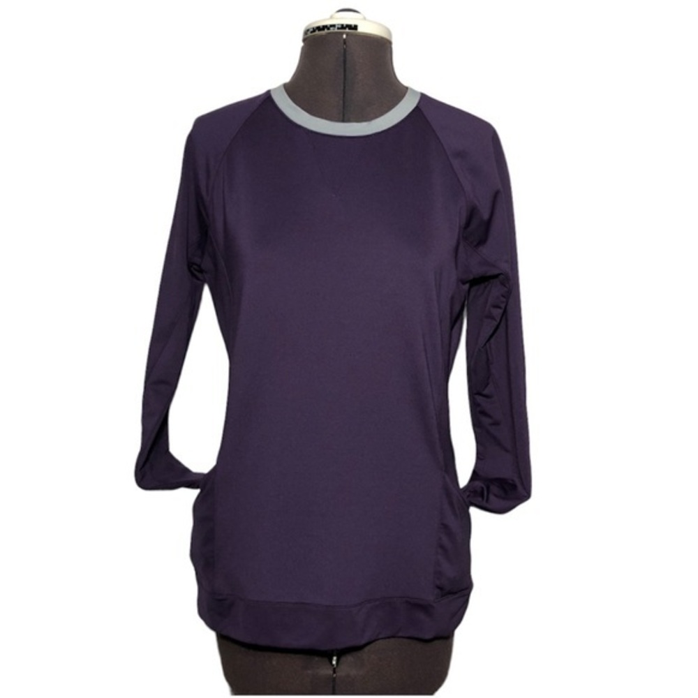 Puma Active Running Long Sleeve Tombs‎ Hole Pockets Purple Crew neckline Top M